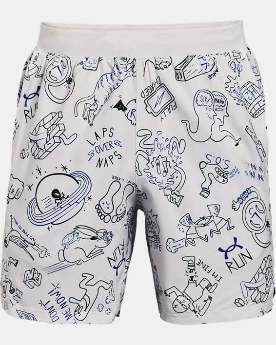 Men's UA Launch 7" Run Your Face Off Shorts, Gray, pdpMainDesktop image number 5